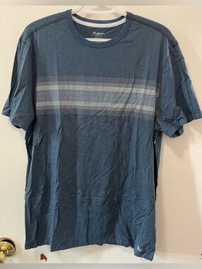 Flag & Anthem Men's Navy Heather Short Sleeve Crew Neck Stripe T-Shirt Medium M